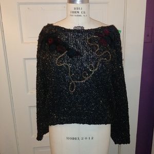 Vintage black sparkly sweater